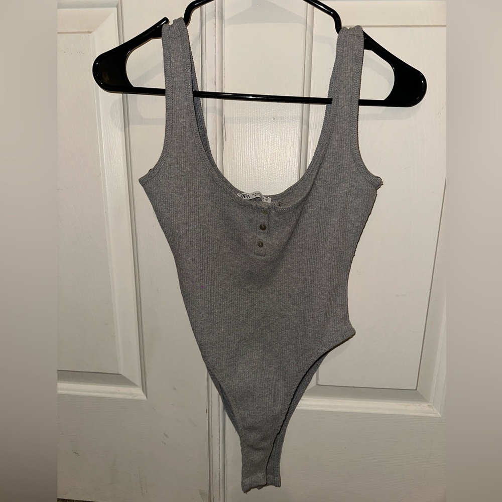 Zara Light Gray Knit Bodysuit
